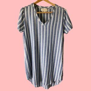 Cloth & Stone Linen blend v-neck short sleeve shirt dress tunic size medium